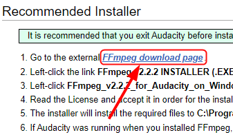 ffmpeg library audacity