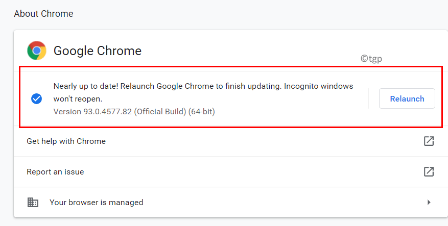 Мин. Перезапуска обновлений проверки Chrome