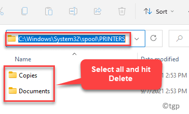 File Explorer Navigate To Printers Path Select All Files And Folders Delete Min