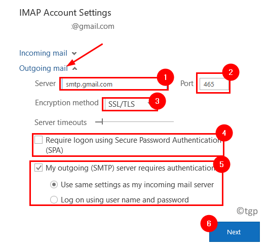 Мин. Настройки исходящей почты Outlook Imao