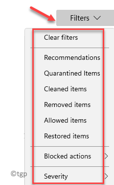 Protection History Filters Select From The List