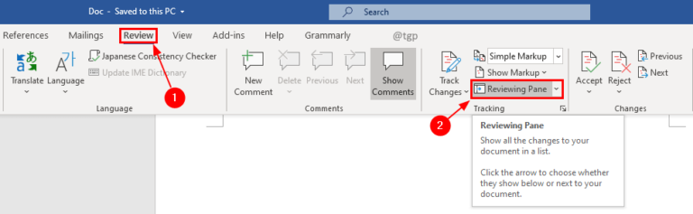 How to Turn the Reviewing Pane On or Off in MS Word