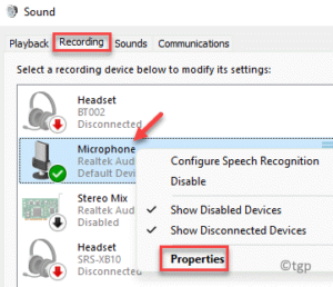 Sound Recording Microphone Right Click Properties Min