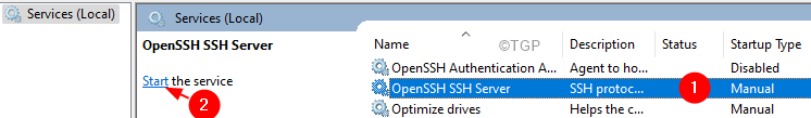 Start Openssh Server