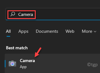 Windows Search Camera Best Match Result