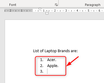 Automatic Numbering Ms Word