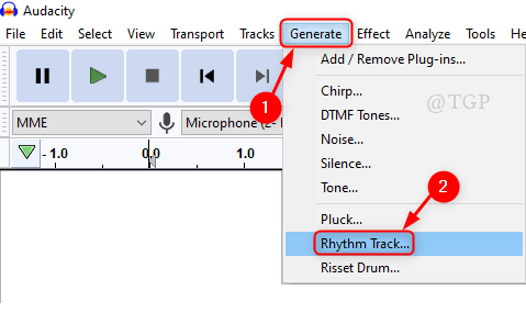 Generate Rthym Track Audacity Min