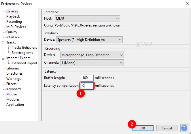 audacity recording lag