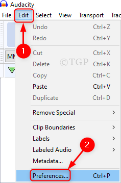 Preferences From Edit Audacity