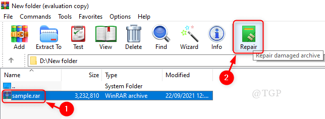 repair corrupted files with winrar