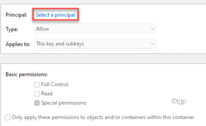select a principal min 1