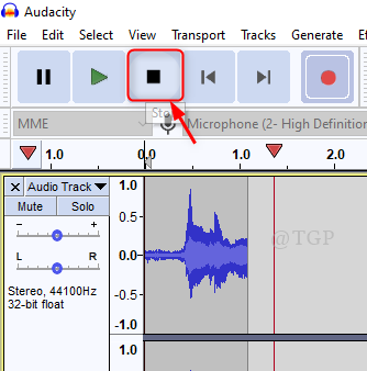 audacity suddenly stops recording