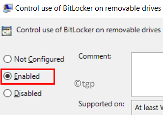 Контроль использования Bitlocker включен мин.