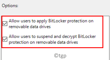 Контролировать использование параметров Bitlocker Проверить оба мин.