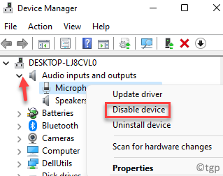 Device Manager Audio Inputs And Outputs Microphone Right Click Disable Device