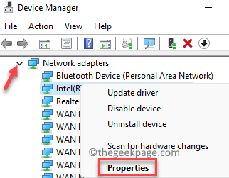 Device Manager Network Adapters Right Click Properties
