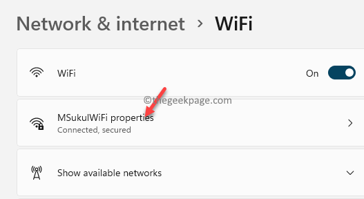 Network & Internet Wifi Wifi Properties
