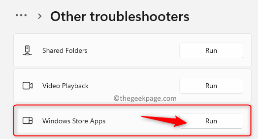 Other Troubleshooters Store Apps Run Min