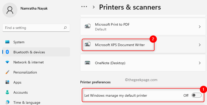 Printers Scanners Change Printer Prefernce Select Microsoft Xps Min