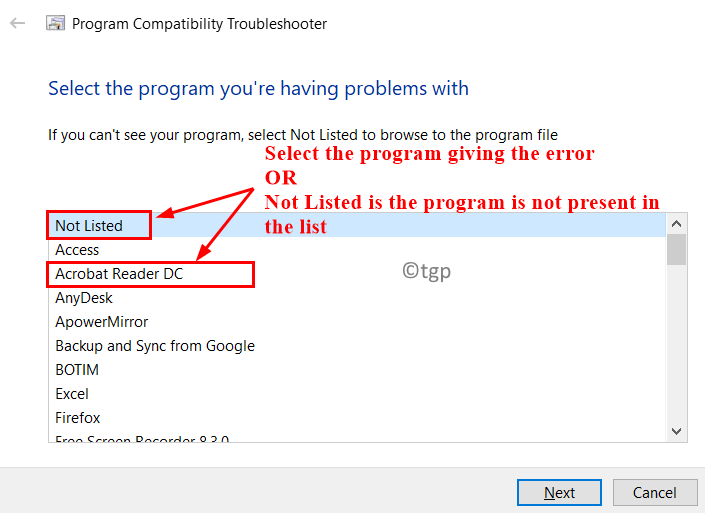 Program Compatibility Troubleshooter Select Program Not Listed Min