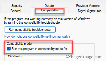 Properties Compatibility Tab Run This Program In Compatibility Mode For Check