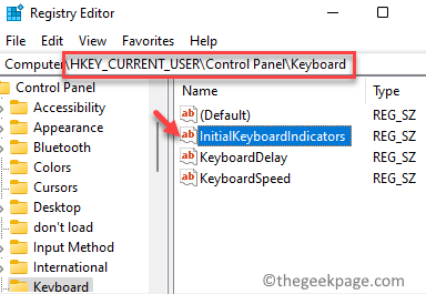Registry Editor Navigate To Path Initialkeyboardindicators Double Click