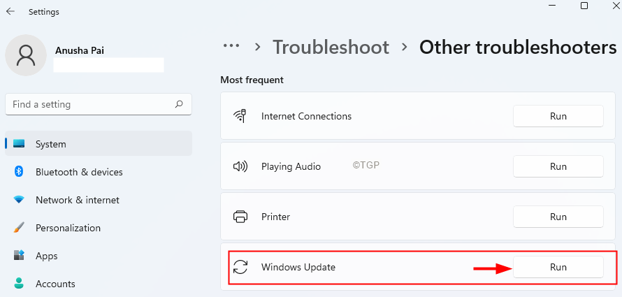 Run Windows Update Troubleshooter Min