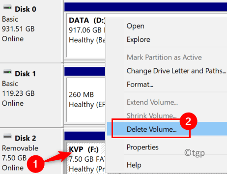 Select Usb Delete Volume Min