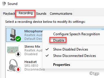 Sound Recording Tab Microphone Right Click Disable Min (1)