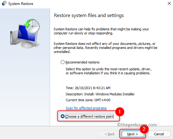 System Restore Choose Different Restore Point Min