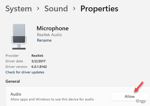 System Sound Properties General Audio Allow Min