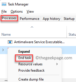 Task Manager Processes Background Processes Right Task End Task