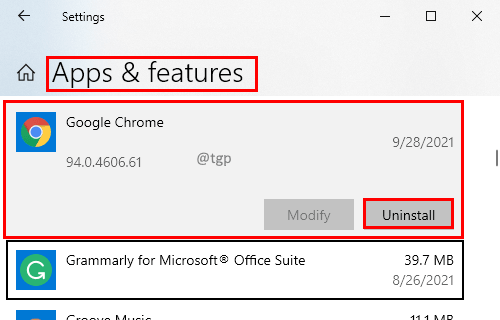 Удалить Chrome Min
