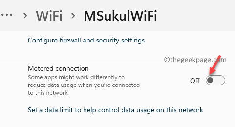 Wifi Properties Metered Connection Turn Off