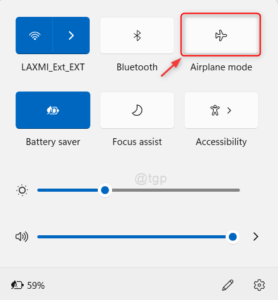Airplane Mode Action Center Win11