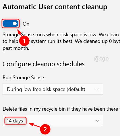 Empty Recycle Bin Automatically 14 Days Win11