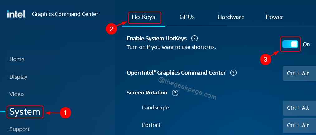 Enable Hotkeys Intel Graphics Center Win11 11zon