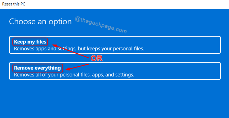 Alternative way to factory reset windows 11
