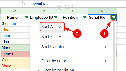 Get Initial Data After Sorting Google Sheets Min