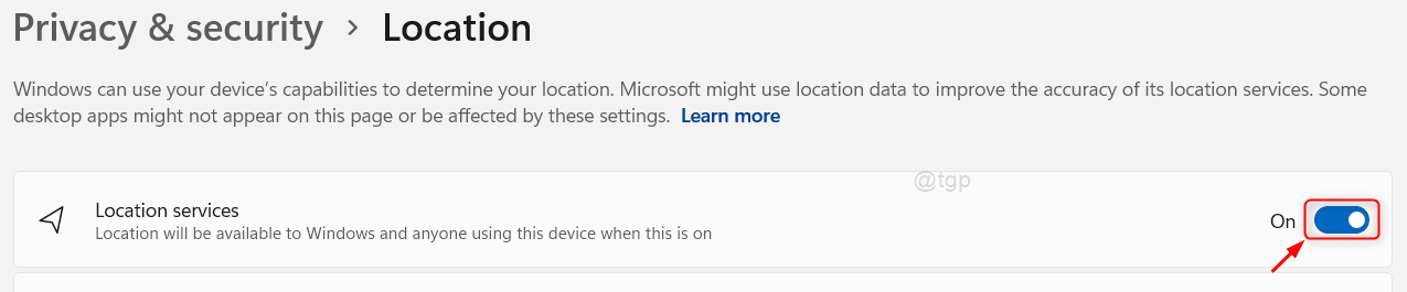 Location Services Settings Win11