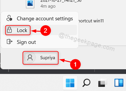 Lock From Start Menu Win11