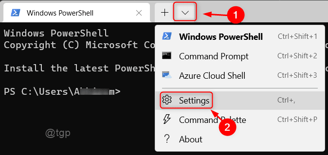 Open Settings Windows Terminal Win11