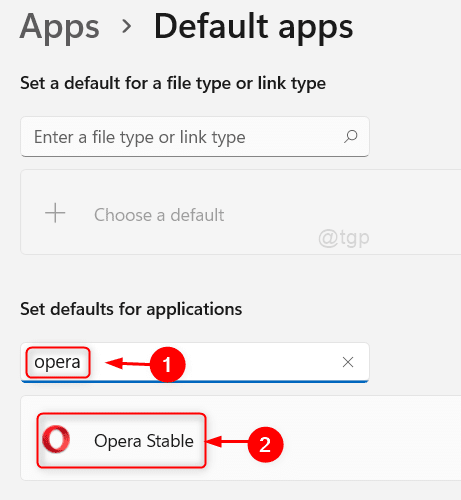 Opera Stable In Default Apps Win11