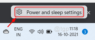 Power And Sleep Settings From System Tray Win11