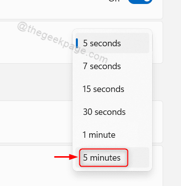 Select 5 Minutes Dismiss Notifications Win11