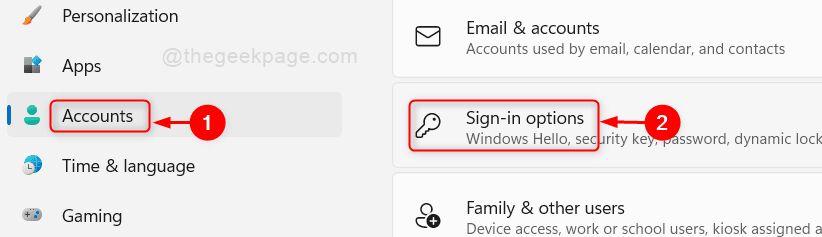 Sign In Options In Accounts Win11