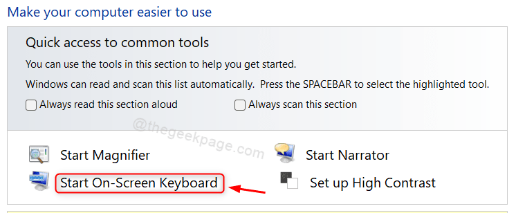Start Onscreen Keyboard From Control Panel Win11