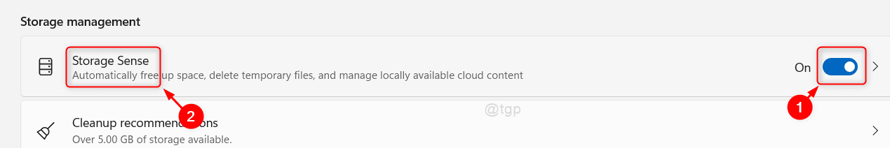 Storage Sense Toggle Win11