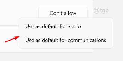 Use As Default For Audio Or Communications Win11