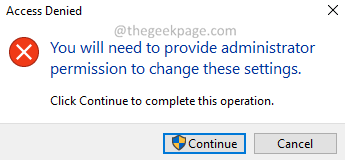 Access Denied Prompt Continue